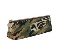 BNVSADC Tiger Stripe Camouflage Printed Triangle Pencil Case Leather Pencil Pouch Cute Stationery Pencil Pen Bag for School Office Travel