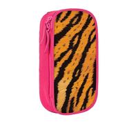 BNVSADC Tiger Striped Pattern Printed Pencil Case for Girls Boys, Large Capacity Pencil Pouch Cute Pencil Box Adult Makeup Bag with 2 Compartments, Pink