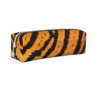 BNVSADC Tiger Striped Pattern Printed Pencil Case Leather Pencil Pouch Cute Stationery Pencil Pen Bag with Zipper for School Office Travel