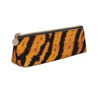 BNVSADC Tiger Striped Pattern Printed Triangle Pencil Case Leather Pencil Pouch Cute Stationery Pencil Pen Bag for School Office Travel