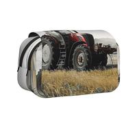 BNVSADC Tractor Agriculture Tranquil Printed Print Flip Top Double Layer Pencil Case - Large Capacity School Supplies Organizer for Students, Kids, Teens, Artists, Travel & Office Use