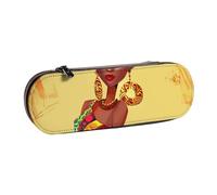 BNVSADC Traditional African Girl Painting Printed Leather Pencil Pen Case & Makeup Bag - Stylish Hard Shell Pencil Bag Stationery Organizer Pouch for School Office Travel