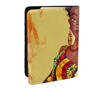 BNVSADC Traditional African Girl Painting Printed Passport Holder Travel PU Leather Passport Cover Case Organiser for Men Women, 6.5 inch