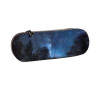 BNVSADC Tree at Night Printed Leather Pencil Pen Case & Makeup Bag - Stylish Hard Shell Pencil Bag Stationery Organizer Pouch for School Office Travel