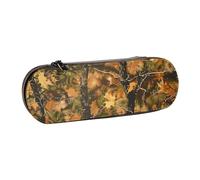 BNVSADC Trees Camoflauge Printed Leather Pencil Pen Case & Makeup Bag - Stylish Hard Shell Pencil Bag Stationery Organizer Pouch for School Office Travel