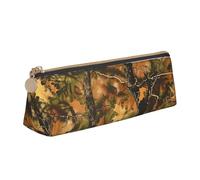 BNVSADC Trees Camoflauge Printed Triangle Pencil Case Leather Pencil Pouch Cute Stationery Pencil Pen Bag for School Office Travel