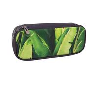 BNVSADC Tropical Banana Palm Leaves Printed Leather Pencil Pen Case & Makeup Bag - Stylish Pencil Bag Stationery Organizer Pouch for School Office Travel