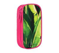 BNVSADC Tropical Banana Palm Leaves Printed Pencil Case for Girls Boys, Large Capacity Pencil Pouch Cute Pencil Box Adult Makeup Bag with 2 Compartments, Pink