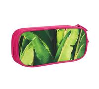 BNVSADC Tropical Banana Palm Leaves Printed Pencil Case Large Pen Bag Cute Pencil Box Pouch Office School Stationery Organizer for Girls Boys, Pink