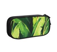 BNVSADC Tropical Banana Palm Leaves Printed Pencil Case Large Pen Bag Cute Pencil Box Pouch Office School Stationery Organizer for Girls Boys, Black