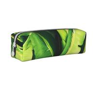 BNVSADC Tropical Banana Palm Leaves Printed Pencil Case Leather Pencil Pouch Cute Stationery Pencil Pen Bag with Zipper for School Office Travel