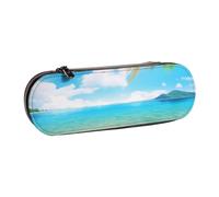 BNVSADC Tropical Beach Palm Theme Printed Leather Pencil Pen Case & Makeup Bag - Stylish Hard Shell Pencil Bag Stationery Organizer Pouch for School Office Travel