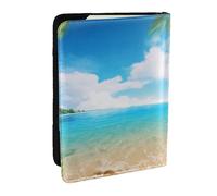 BNVSADC Tropical Beach Palm Theme Printed Passport Holder Travel PU Leather Passport Cover Case Organiser for Men Women, 6.5 inch