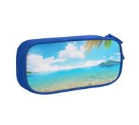 BNVSADC Tropical Beach Palm Theme Printed Pencil Case Large Pen Bag Cute Pencil Box Pouch Office School Stationery Organizer for Girls Boys, Blue