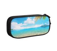 BNVSADC Tropical Beach Palm Theme Printed Pencil Case Large Pen Bag Cute Pencil Box Pouch Office School Stationery Organizer for Girls Boys, Black