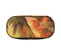 BNVSADC Tropical Beach Palm Tree Sunset Printed Pencil Case Cute Pencil Bag Pen Pouch Large Stationery Organizer Makeup Bag for Teen Boys Girls School Students Office