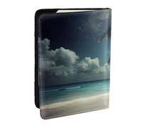 BNVSADC Tropical Beach Palm Tree with Full Moon Printed Passport Holder Travel PU Leather Passport Cover Case Organiser for Men Women, 6.5 inch