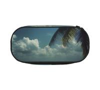 BNVSADC Tropical Beach Palm Tree with Full Moon Printed Pencil Case Cute Pencil Bag Pen Pouch Large Stationery Organizer Makeup Bag for Teen Boys Girls School Students Office