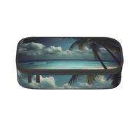 BNVSADC Tropical Beach Palm Tree with Full Moon Printed Pencil Case Cute Pencil Box Bag Pen Pouch Office School Stationery Organizer for School Travel Work