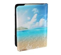 BNVSADC Tropical Beach Plant Theme Printed Passport Holder Travel PU Leather Passport Cover Case Organiser for Men Women, 6.5 inch