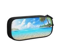 BNVSADC Tropical Beach Plant Theme Printed Pencil Case Large Pen Bag Cute Pencil Box Pouch Office School Stationery Organizer for Girls Boys, Black