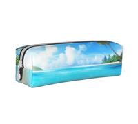 BNVSADC Tropical Beach Plant Theme Printed Pencil Case Leather Pencil Pouch Cute Stationery Pencil Pen Bag with Zipper for School Office Travel