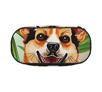 BNVSADC Tropical Flower and Corgi Printed Pencil Case Cute Pencil Bag Pen Pouch Large Stationery Organizer Makeup Bag for Teen Boys Girls School Students Office
