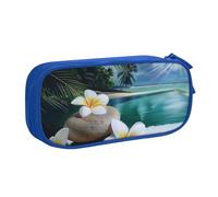 BNVSADC Tropical Flower and Zen Stone Printed Pencil Case Large Pen Bag Cute Pencil Box Pouch Office School Stationery Organizer for Girls Boys, Blue