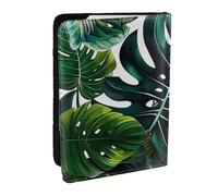 BNVSADC Tropical Leaves Printed Passport Holder Travel PU Leather Passport Cover Case Organiser for Men Women, 6.5 inch