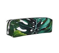 BNVSADC Tropical Leaves Printed Pencil Case Leather Pencil Pouch Cute Stationery Pencil Pen Bag with Zipper for School Office Travel