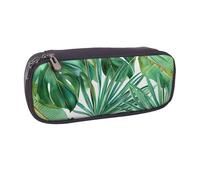 BNVSADC Tropical Palm Banana Leaves Printed Leather Pencil Pen Case & Makeup Bag - Stylish Pencil Bag Stationery Organizer Pouch for School Office Travel