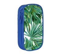 BNVSADC Tropical Palm Banana Leaves Printed Pencil Case for Girls Boys, Large Capacity Pencil Pouch Cute Pencil Box Adult Makeup Bag with 2 Compartments, Blue
