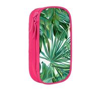 BNVSADC Tropical Palm Banana Leaves Printed Pencil Case for Girls Boys, Large Capacity Pencil Pouch Cute Pencil Box Adult Makeup Bag with 2 Compartments, Pink