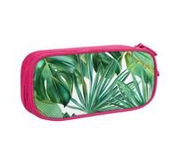 BNVSADC Tropical Palm Banana Leaves Printed Pencil Case Large Pen Bag Cute Pencil Box Pouch Office School Stationery Organizer for Girls Boys, Pink