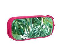 BNVSADC Tropical Palm Banana Leaves Printed Pencil Case Large Pen Bag Cute Pencil Box Pouch Office School Stationery Organizer for Girls Boys, Pink