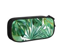 BNVSADC Tropical Palm Banana Leaves Printed Pencil Case Large Pen Bag Cute Pencil Box Pouch Office School Stationery Organizer for Girls Boys, Black