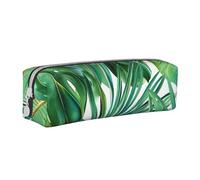 BNVSADC Tropical Palm Banana Leaves Printed Pencil Case Leather Pencil Pouch Cute Stationery Pencil Pen Bag with Zipper for School Office Travel