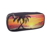 BNVSADC Tropical Palm Tree Printed Leather Pencil Pen Case & Makeup Bag - Stylish Pencil Bag Stationery Organizer Pouch for School Office Travel