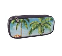 BNVSADC Tropical Palm Tree Printed Leather Pencil Pen Case & Makeup Bag - Stylish Pencil Bag Stationery Organizer Pouch for School Office Travel