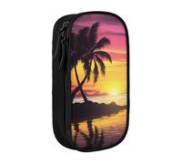 BNVSADC Tropical Palm Tree Printed Pencil Case for Girls Boys, Large Capacity Pencil Pouch Cute Pencil Box Adult Makeup Bag with 2 Compartments, Black