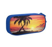 BNVSADC Tropical Palm Tree Printed Pencil Case Large Pen Bag Cute Pencil Box Pouch Office School Stationery Organizer for Girls Boys, Blue