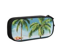 BNVSADC Tropical Palm Tree Printed Pencil Case Large Pen Bag Cute Pencil Box Pouch Office School Stationery Organizer for Girls Boys, Black