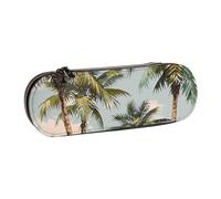 BNVSADC Tropical Palm Trees Printed Leather Pencil Pen Case & Makeup Bag - Stylish Hard Shell Pencil Bag Stationery Organizer Pouch for School Office Travel
