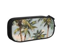 BNVSADC Tropical Palm Trees Printed Pencil Case Large Pen Bag Cute Pencil Box Pouch Office School Stationery Organizer for Girls Boys, Black