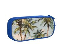 BNVSADC Tropical Palm Trees Printed Pencil Case Large Pen Bag Cute Pencil Box Pouch Office School Stationery Organizer for Girls Boys, Blue