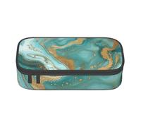 BNVSADC Turquoise Gold Marble Printed Pencil Case Cute Pencil Box Bag Pen Pouch Office School Stationery Organizer for School Travel Work