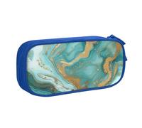 BNVSADC Turquoise Gold Marble Printed Pencil Case Large Pen Bag Cute Pencil Box Pouch Office School Stationery Organizer for Girls Boys, Blue