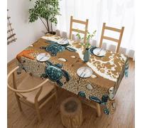 BNVSADC turtles on the beach Printed Rectangle Tablecloth 183x137 CM with Lace Edge, Polyester Kitchen Water Resistant Table Cloth Dining Table Decoration Table Covers