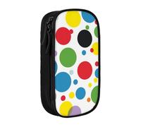 BNVSADC Twister Polka Dots Printed Pencil Case for Girls Boys, Large Capacity Pencil Pouch Cute Pencil Box Adult Makeup Bag with 2 Compartments, Black