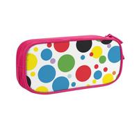 BNVSADC Twister Polka Dots Printed Pencil Case Large Pen Bag Cute Pencil Box Pouch Office School Stationery Organizer for Girls Boys, Pink